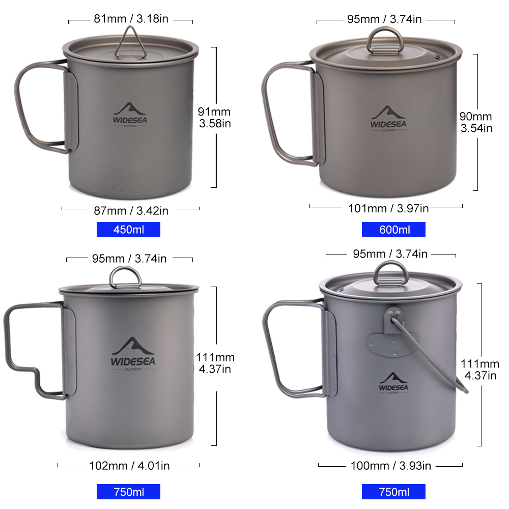 Widesea Camping Mug Titanium C - Quality Camping Cooking Set 评论和价格