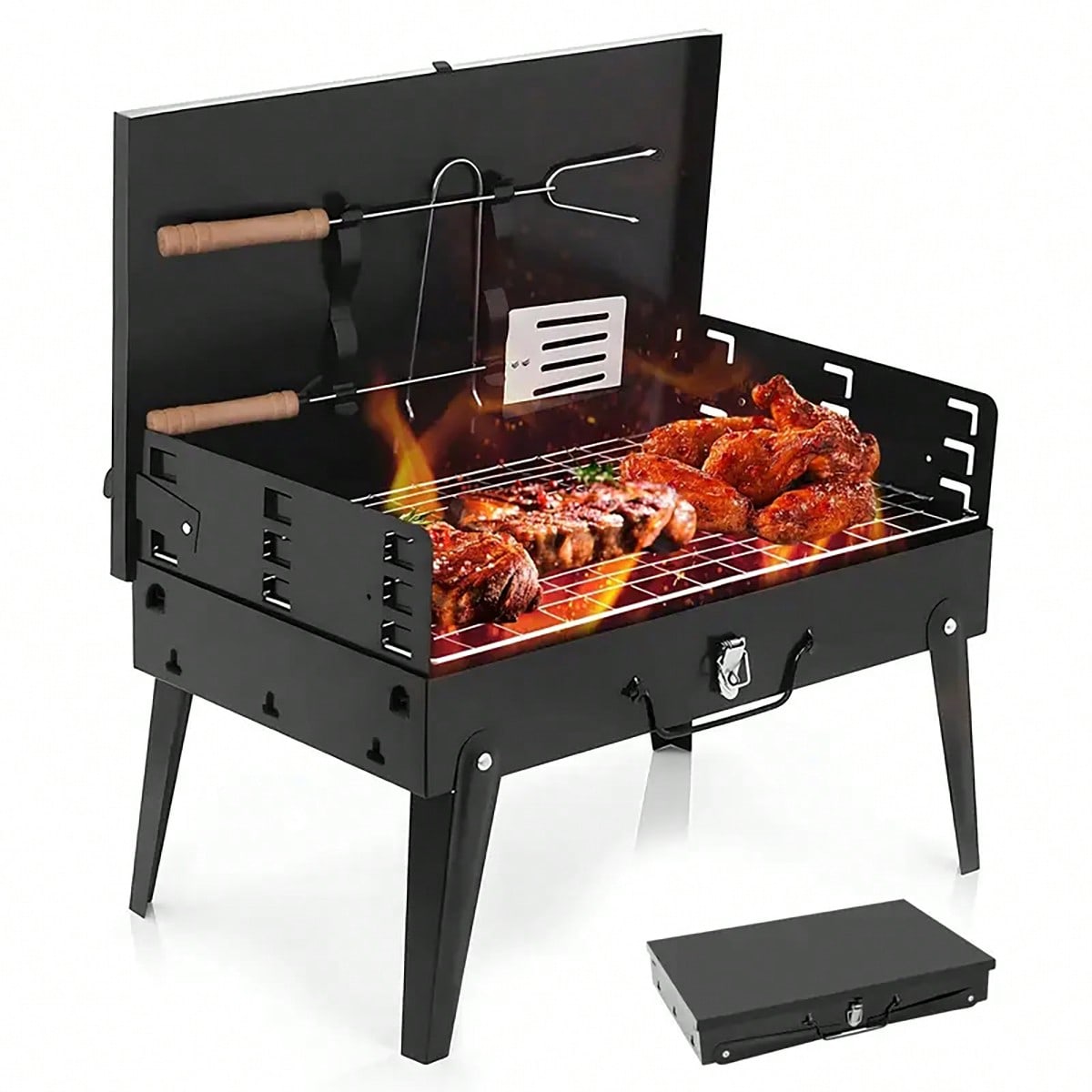 1pc Small Portable Charcoal Gr - Camping Hiking Cooking 评论和价格